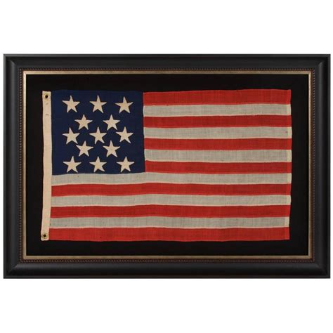 Entirely Hand Sewn Antique American Flag Of The 1861 1876 Era With 13