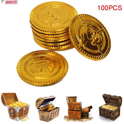 Gold Treasure Plastic Coins Captain Pirate Favors Party Coins Pretend