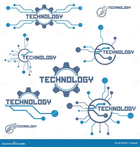 Set Of Circuit Tech Elements Stock Vector Illustration Of