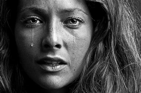 Hd Wallpaper Women Crying Monochrome Face Model Portrait Tears