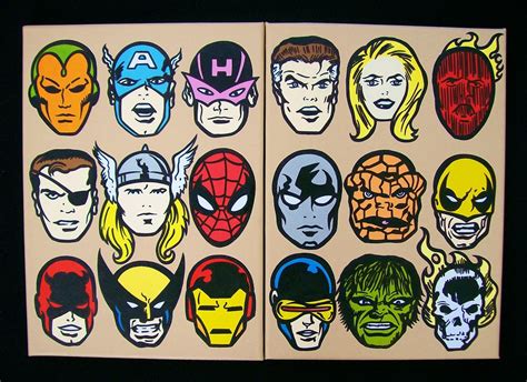 Jdtoonart Cartoon And Comic Pop Art Paintings Marvel Hero Faces