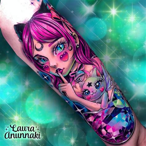 ⋆☽neko Magical Girl☾⋆ Tattooartwork By 🌸laura Anunnaki🌸