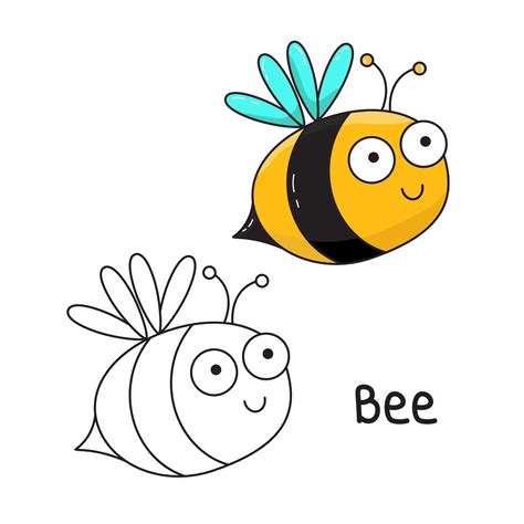 Vector Illustration Coloring Book Coloring Bee Cartoon Animal