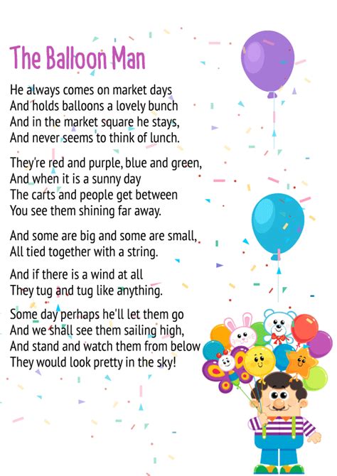 The Balloon Man Poem For Class 3 With Summary Free Pdf Inside