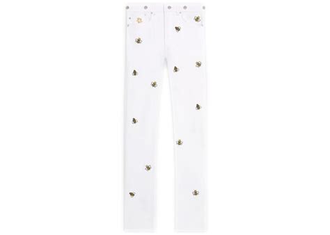 Kaws X Dior Bee Embroidery Jeans White Ss19