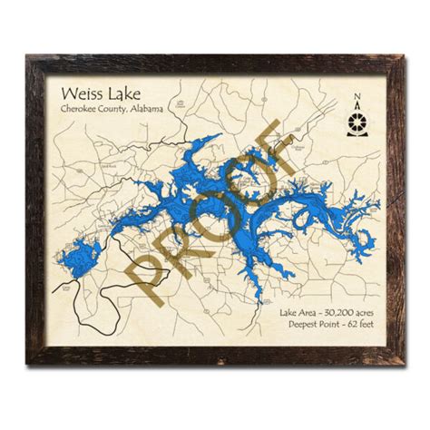 Weiss Lake Al Wood Map 3d Nautical Wood Charts