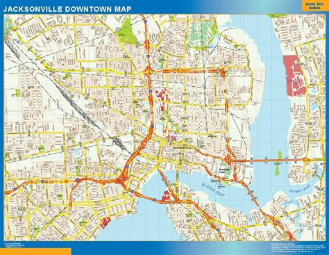 Jacksonville Downtown Wall Map Wall Maps Of Countries Of The World