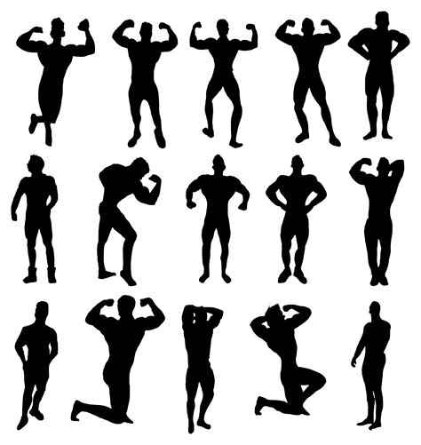 15 Muscle Man Body Builder Silhouette Png Transparent