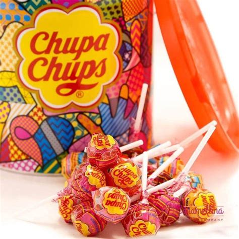 Chupa Chups Candy Lollipops Drum Display 60 Count Assorted Candy