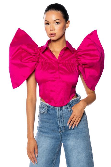 Always Flawless Bow Detail Statement Blouse In Pink