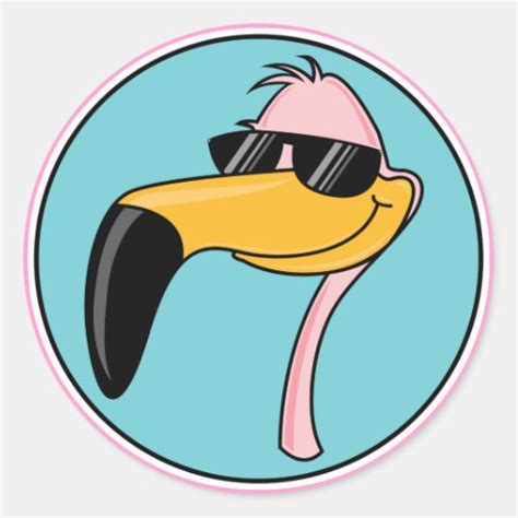 Cool Pink Flamingo In Sunglasses Classic Round Sticker Zazzle