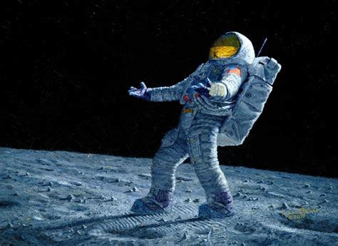 Astronaut On Moon Painting