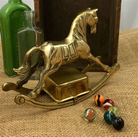 Vintage Solid Brass Rocking Horse Figurine Brass Home Decor Etsy