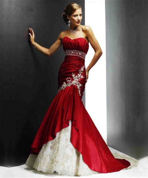 Red And White Mermaid Wedding Dresses Red Wedding Dresses Red