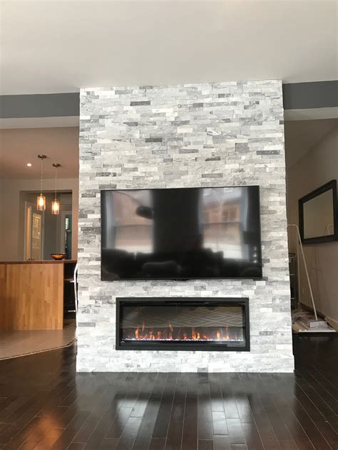 Pointe St Charles Accent Wall Impex Stones Fireplace Tv Mount Faux