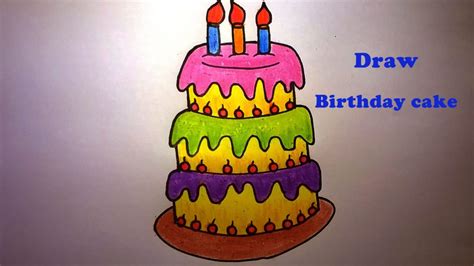 Birthday cake drawing royalty free vector image greeting card with big birthday cake contour drawing, vector how to draw birthday cake Birthday Cake Pencil Drawing at GetDrawings | Free download