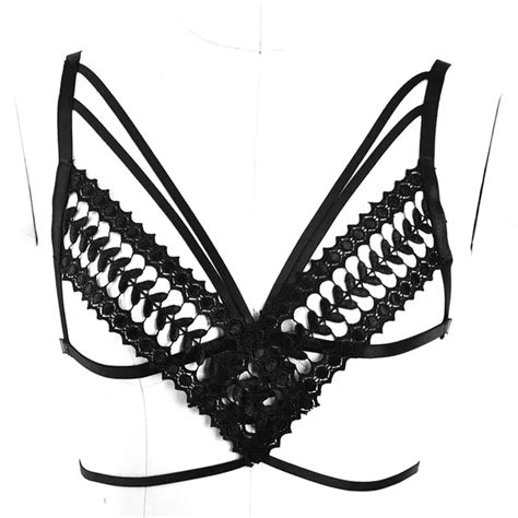 Lace Sheer Caged Bra Bralette For Women See Through Bondage Harness
