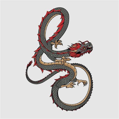 Premium Vector Rising Dragon Illustration