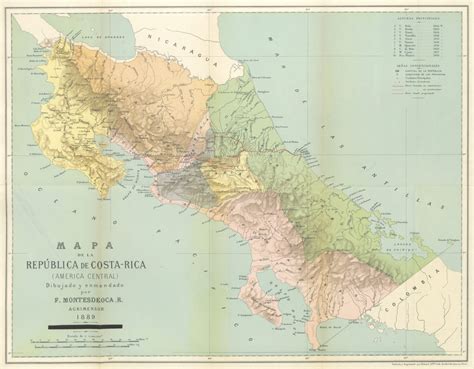 Mapa de la República de Costa Rica (1889) - Mapas Milhaud