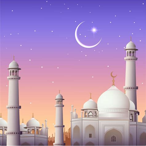 Mosque Eid Card Design Vector Background Eid Mubarak Pinterest