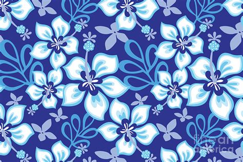 Blue And White Hawaiian Hibiscus Flower Bloom Pattern Photograph By