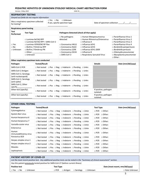 Illinois Pediatric Hepatitis Of Unknown Etiology Medical Chart