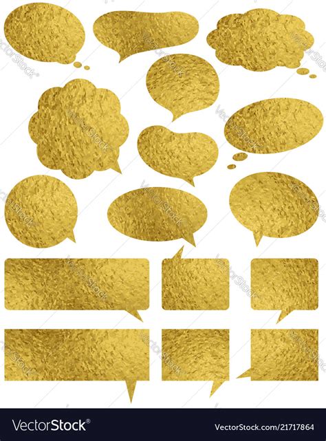 Set Of Golden Glossy Labels And Bubble Over White Vector Image