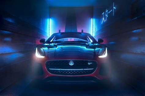 Wallpaper Jaguar F Type Car Red Cars Neon Lights Luxury Cars