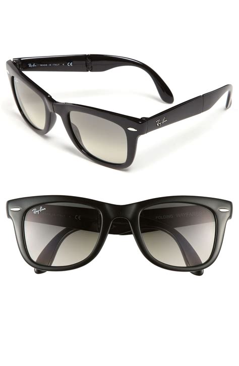 Ray Ban Folding Wayfarer 50mm Sunglasses In Black Black Grey Lyst