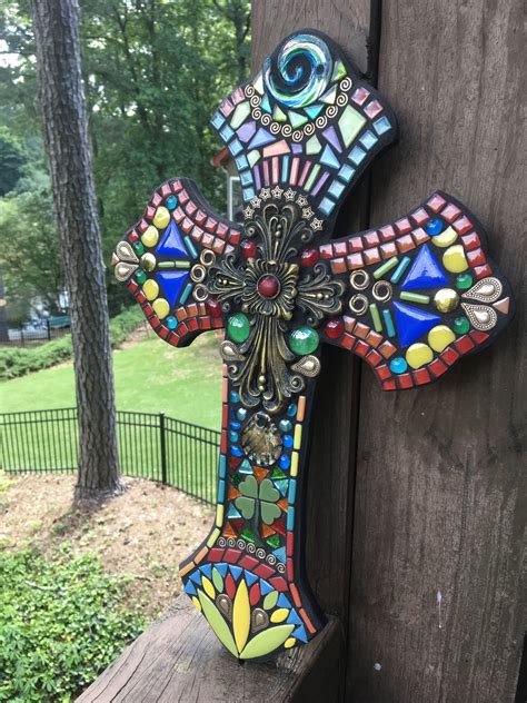 Custom Mosaic Cross By Tina Wise Crackin Mosaics Mosaic Crosses