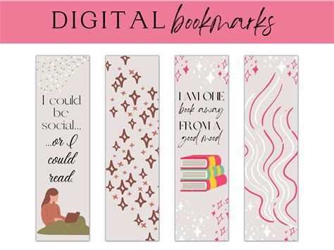 Printable Bookmark Digital Bookmark Printable Bookmarks Book Lover T