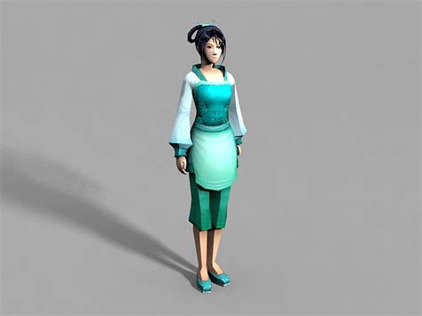 Chinese Village Girl 3d Model 3ds Max Files Free Download Modeling