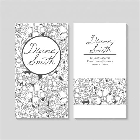 premium vector flower business cards white and black