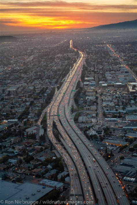 Aerial View Of The Santa Monica Freeway Los Angeles California