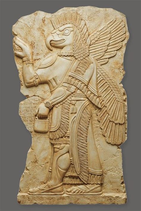 Assyrian Eagle Headed God Nisroch Basrelief Art Replica Concrete