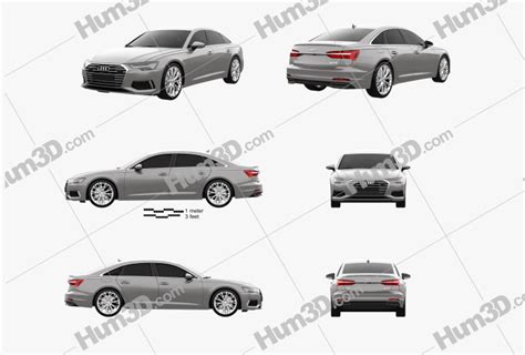 Audi A6 C8 Sedan 2021 Blueprint Template 3dmodels