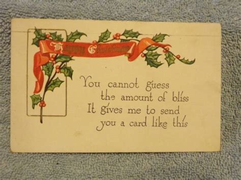 Vintage Postcard A Happy Christmas Poem Holly Ebay