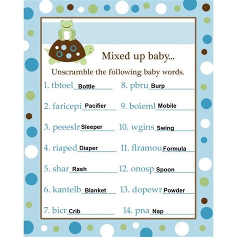 Free printable baby shower word scramble with answer key. Baby Shower Word Scramble Answers Blue | Baby Shower ...