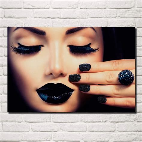 Eyelashes Manicure Lips Girl Fasion Makeup Jzk816 Living Room Home Modern Wall Art Decor Wood