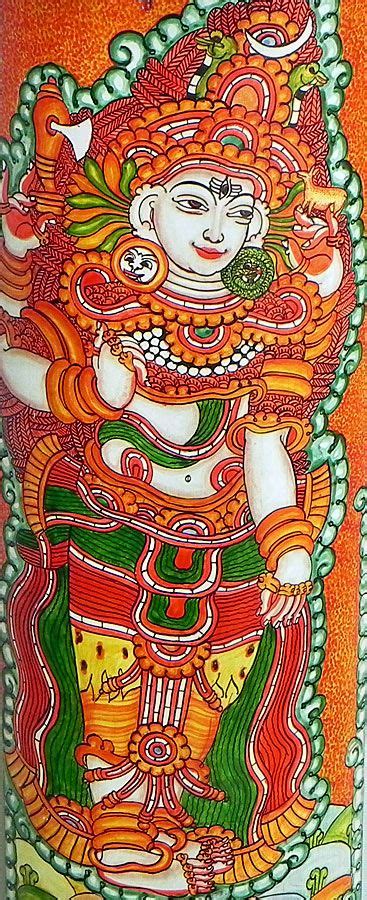 Lord Shiva Mural Painting On Bamboo 16 X 6 Inches