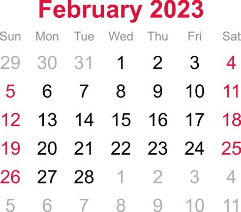 February Calendar Of 2023 On Transparency Background 12707621 Png