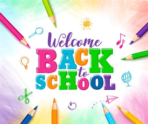 Welcome Back To School Vector Design With Colorful Text Stock