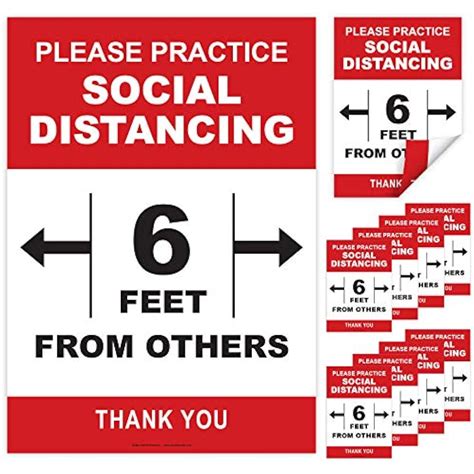 10 Extra Large Social Distance Posters 24x17 Inch Double Sided Office