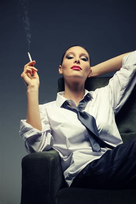 Sensual Woman Smoking A Cigarette Stock Image Image Of Model Sensual
