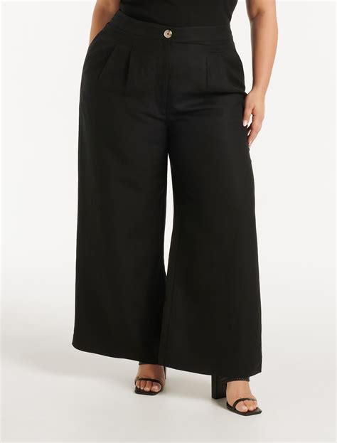 Lorelai Curve Linen Wide Leg Pants In Black Size 0 To 12 Women S