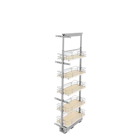Rev A Shelf 10 In Chrome Maple Solid Bottom Pantry Pullout With Soft