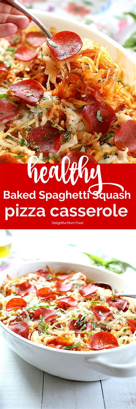 4 Ingredient Baked Spaghetti Squash Pepperoni Pizza Casserole