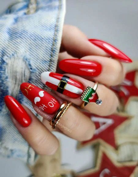 50 Christmas And Holiday Nails For A Festive Look Santa Outfit Red Nails