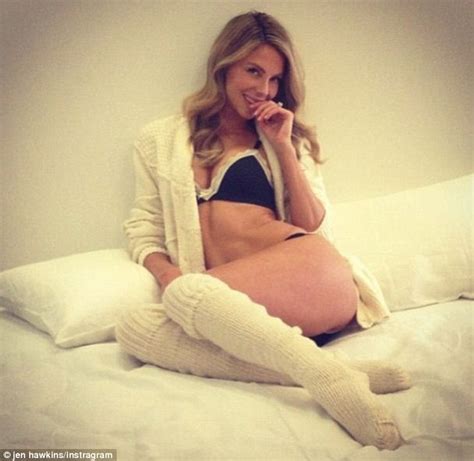 Jennifer Hawkins Poses In Sexy Lacy Lingerie And Thigh High Socks In