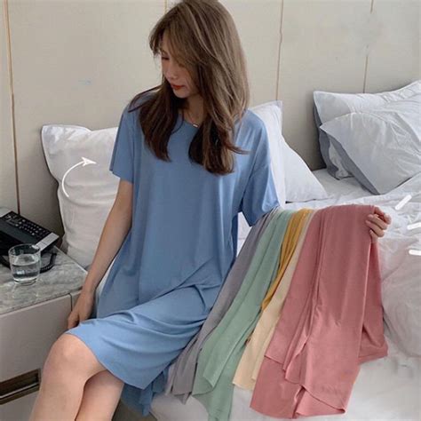 Ready Stock Thin Ice Silk Women Sleepwear Nightdress Baju Tidur Perempuan Pajamas T79 Shopee
